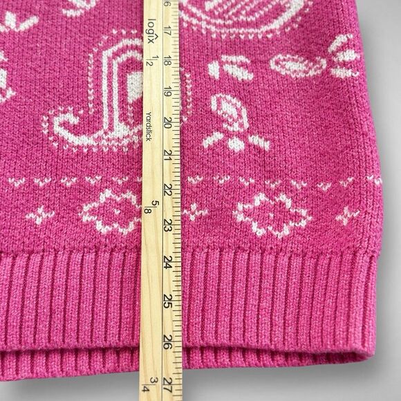 American Eagle Sweater Womens Small Pink Oversized‎ Bandana Paisley Cozy Soft - Picture 4 of 9